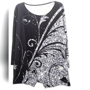 `T25447 NNT Black & White Design Tunic